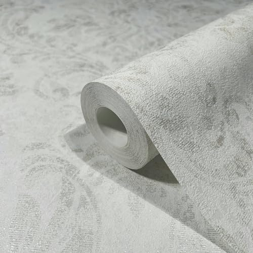 marburg Tapete Weiß Beige Ornamental Barock Klassisch GZSZ für Wohnzimmer oder Schlafzimmer Made in Germany 10,05 x 0,53m