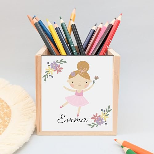 Stiftebox personalisiert Ballerina | Stiftehalter für Schulkinder | Stiftorganizer Schreibtisch | Stiftaufbewahrung für Malstifte | Handveredelt von ManufakturZauber