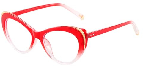 MUTYNE Brillengestell Damen Cat Eye Brillengestelle Computer Dekorative Brillen Trendige Brillen,Rot,Einheitsgröße