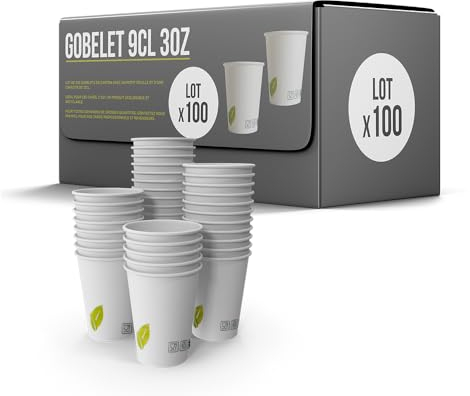 SPARKLERS CLUB Lot de 100 Gobelets 9cl / 3oz Jetables en Carton Blanc 100% Biodégradable - Gobelet à café en papier 90ml Thé et les Boissons Rafraîchissantes. Gobelets Boissons chaudes et froides