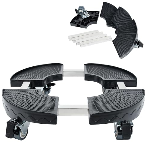 PEILU Pflanzenroller Outdoor Ø39-52cm Pflanzen Untersetzer mit 360° Drehbare Rollen Blumen Rollbrett bis 300KG Gefäßroller für Sonnenschirmständer, Mülleimer, Regentonne, Pflanzentopf (Schwarz)