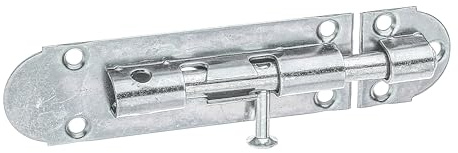 Alberts 841720 Grendelriegel | mit Knopfgriff und ohne Feder | galvanisch verzinkt, Dickschichtschutz | Platte 100 x 30 mm | Bolzen-Ø 8 mm | 12er Set