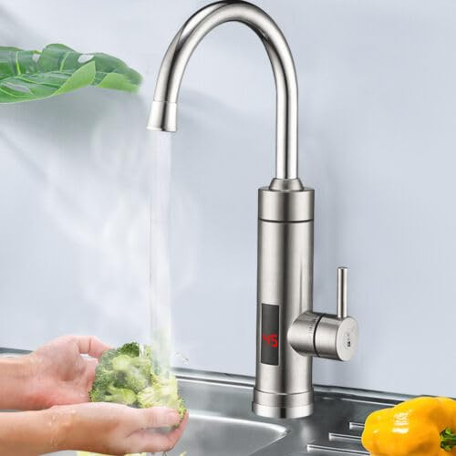 DAOHHFO Robinet électrique instantané LED 3000 W - Chauffe-eau instantané - Chauffe-eau instantané à 360° - Pour cuisine, salle de bain, cuisine (EU-STOCK)