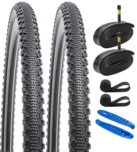 YunSCM 2PCS Faltbar 28 Zoll Reifen 28x1.50 700x38C Mantel 40-622 Plus 2PCS 700C Schlauch AV48mm Ventil kompatibel 700C City Bikes, Rennräder 700x38C 700x40C 38-622 Fahrradreifen und schlauche