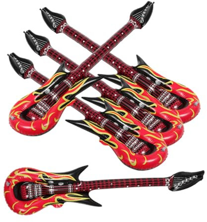 TOYANDONA 5stücke Aufblasbare Gitarre Mit Gurt Für Junge Mädchen Aufblasbare Gitarren Für Partys Spielzeuggitarre Musikinstrumente Für Geburtstagsparty-Dekorationen Partyrequisiten Leicht Un