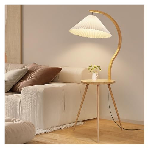 MENGLI-2024 Lampadaire Lampadaire Moderne avec Table d'appoint, Table de Chevet avec Lampe de Lecture sur Pied, Lampe de Chevet en Bois for Salon, canapé, Chambre d'amis Lampe sur Pied