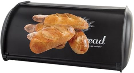 portapane con coperchio arrotolabile, 34,5 x 23 x 14,5 cm, multifunzione, contenitore per il pane, contenitore per alimenti per casa e ristorante, cucina in ferro