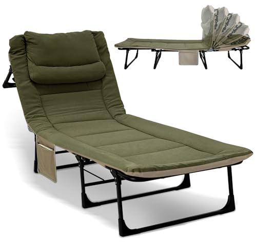 T-ZBDZ Sonnenliege Klappbar Gartenliege 6 Verstellbarer, 180 kg Belastbar Outdoor Liegestuhl Vierbeiner Liege 190 x 68 cm, Sonnenliegen Klappbare Relaxliege für Garten Terrasse Balkon Camping, Grün