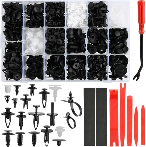 BATINO 716 Stück Befestigungsclips Auto, Kfz Clips Set, Spreiznieten Clips Auto, Universal Kunststoffnieten Türverkleidung Klammern Stoßstangen Zierleisten Plastikklips Set mit Demontage Werkzeuge
