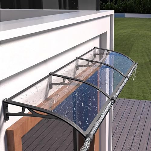 NEDLON Auvent De Porte D'entrée Extérieure, Marquise Terrasse in Polycarbonate avec Support en Aluminium, Auvent De Porche Silencieux, pour Garage, Balcon, Entrée, Bureau(W80xL120cm/31.5x47.2in)