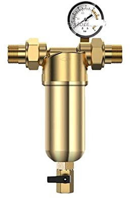 Osmoseanlage Wiederverwendbarer Spin-Down-Sediment-Wasserfilter for Vorfiltersystemschutz im ganzen Haus, 40-Mikron-Manometer aus Kupfer(Pressure Gauge)