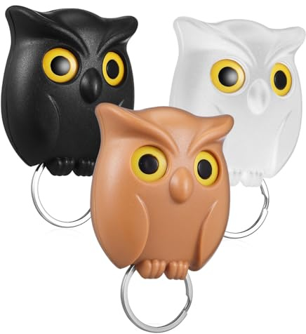 SMASOLO Crochets Magnétiques Pour Clés Hibou Décoratifs Lot De 3 Couleurs Noire Blanche Café En Plastique Fixation Adhésive Sécurisée Pour Organisation Murale Usage Maison Bureau Entrée