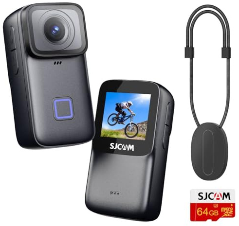 SJCAM C200 Pro Cámara Deportiva 4K Action Camera con Estabilización Giroscópica 6 Ejes, Impermeable 40m, Pantalla Táctil 1.3, Gran Angular 135°, WiFi, Kit con Tarjeta 64GB - Negro