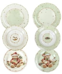 Brandani Servizio Tavola 18pz Coccole Porcellana 6 Piani 6 Fondi 6 Frutta 27/22.5/19 cm