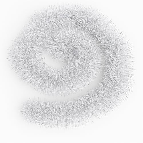 5X XXL Grüne Weihnachtsgirlande 10 Meter - künstliche Tannen-Girlande Ø 10 cm - Dekogirlande Weihnachten (5X Weiss)