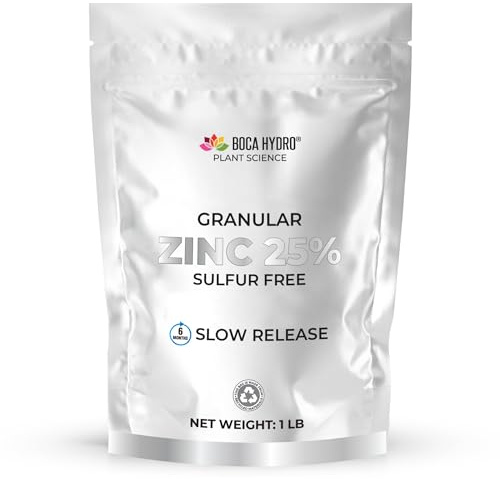 Boca Hydro Granular Zinc Fertilizer 25% Slow Release Formula for All Citrus and Nut Trees Improves Fruit Set, Corrects Branch Die Off and Little Leaf Long Lasting Indoor or Outdoor (1 Lb)