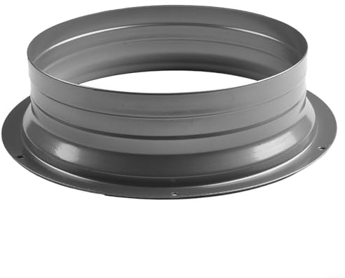 Drivstraw Runder Rohrflanschverbinder für Lüftungsschlauch, verzinktes Metall, elektrostatische Sprühoberfläche, beständig, glatter Flansch, sichere Montage, silbergrau (200 mm)