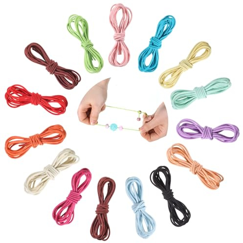 15 Stück Elastische Schnur für Armbänder, 2mm Elastischer Faden für Armbänder Zum Basteln Buntes Armband Elastisch Schnur Gummikordel Handwerk Schnurs Armband Elastisch DIY Basteln