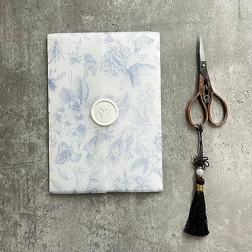 FFDSDUH Invitation Cards Vellum Jacket Cards, Blue Flower Wrap Suitable for a 5 x 7 Wedding Invitation(60pcs)