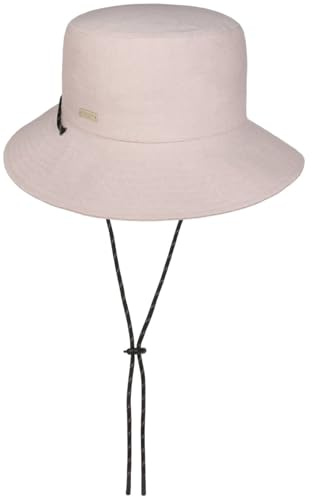 Seeberger Chambray Bucket Stoffhut Fischerhut Damenhut Sommerhut Sonnenhut Baumwollhut Damen/Herren - mit Kinnband Frühling-Sommer Frühjahr Sommer