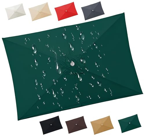 Telo di Ricambio per Ombrellone Rettangolare Quadrato 3x2m 3x3.0m, Copertura per Ombrellone da Giardino a 4/6/8 Stecche in Poliestere 180 g/m², Protezione UV 50+(Green,2.70 m x 2.70 m)