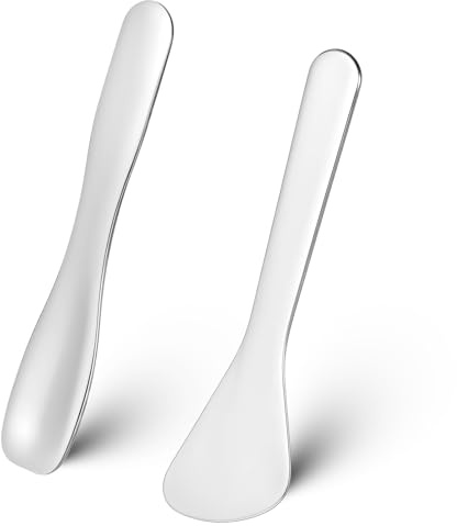 2 stycken krämspatlar kosmetika metall kosmetisk sked återanvändbar mini makeup applikator krämspatel ansiktskosmetikled kosmetisk spatel för ansiktskräm, silver