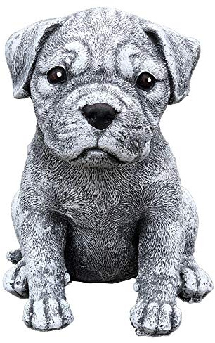 stoneandstyle Steinfigur Boxer Welpe, Frost- und wetterfest bis -30°C, massiver Steinguss