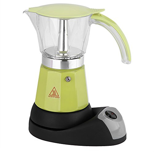 Eboxer Cafetera italiana, 480W 300ml/6 tazas de Moka eléctrica, cafetera desmontable para estufa de cocina, aluminio(Verde)