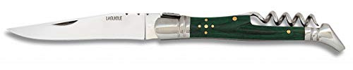 Albainox 10660 Navaja LAGUIOLE.M.Verde.Sacacorchos.10cm Herramienta para Caza, Pesca, Camping, Outdoor, Supervivencia y Bushcraft + Portabotellas de regalo