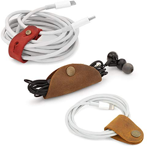 Londo Genuine Leather Headphone Earphone and General Cable Organizer Strap Set