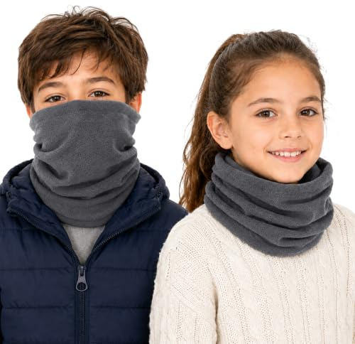 Octave® Winter Neck Warmer For Kids, Multifunctional Fleece Neck Gaiter Face Covering Mask Snood Scarf For Boy and Girls Cycling and Outdoor Sport