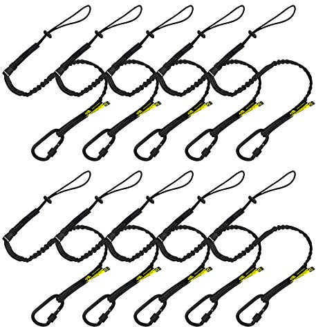 BearTOOLS Interchangeable Quick Switch Tool Safety Lanyard – 3 in 1 - Safety Fall Protection – Aluminium Screw Lock – Twin Locking Attachments - Ultra-Sturdy (Black 10PK)