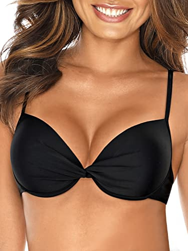 RELLECIGA Women's Black Push Up Bikini Top Twist Front Underwire Bathing Suit Size X-Large