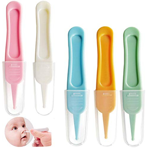5 Stück Baby Nasenpinzetten Set, Ouceanwin Infant Nase Reinigung Pinzette Sicherheits Pinzette Rundkopf Kunststoff Cleaner Clip, Baby Ohrnasen Nabelreiniger Clip Tool für Nasenreinigungswerkzeuge