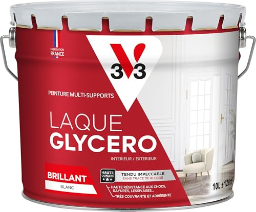 V33 Peinture glycéro blanche multi-supports brillante, BLANC GLYCERO 10L