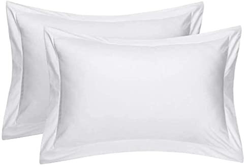 Hanfords Egyptian Cotton 200 Thread Count 2 Pack Oxford Pillow Cases (White)