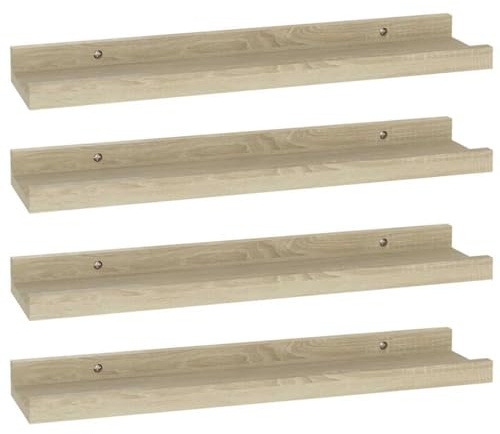 vidaXL 4X Wandregal Bücherregal Wandboard Schweberegal Hängeregal Dekoregal Freischwebend Regal Büroregal Wandablage Sonoma-Eiche 40x9x3cm