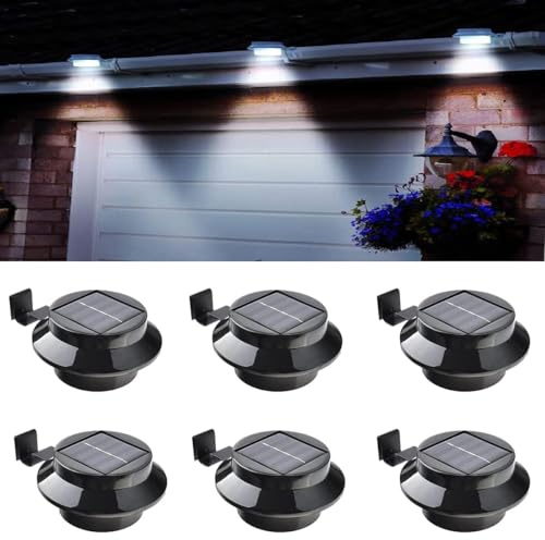 Kjzeex Lot de 6 Lampes Solaires pour Gouttières, Lampes Solaires D'extérieur avec Support Réglable, Étanche Extérieure Solaire Gouttière Lumières pour Clôture, Jardin, Mur, Cour (noir)