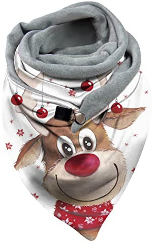 CCOOfhhc Weihnachtsschal Damen Weich Dreieckstuch Mit Knopf Winter Warm Deckenschal Elk-Druck Winterschal XXL Elegant Wickelschal Halstücher
