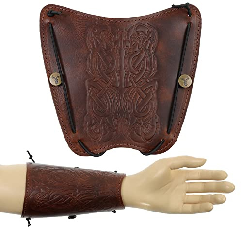 Jackalope Dragun, Shield, Armschutz, aus weichem Leder mit Ornament | Ausrüstung beim Bogenschießen