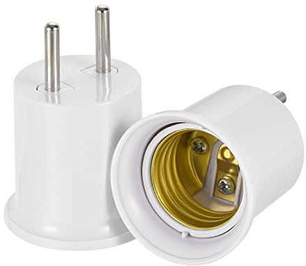 sourcing map Lampenfassung Adapter E26 E27 auf 2 Pin Steckdose Lampensockel Schraubkonverter für LED Birne Weiß Packung mit 4