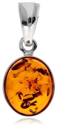 SilverAmber Jewellery Genuine Cognac Baltic Amber & Sterling Silver Classic Pendant without Chain - 396C