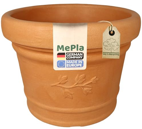 MePla Blumentopf Palermo - runder Pflanzkübel - wetterfestes Pflanzgefäß - UV-beständiger Blumenkübel - Pflanzentopf - Kübel - ø50 - Terra