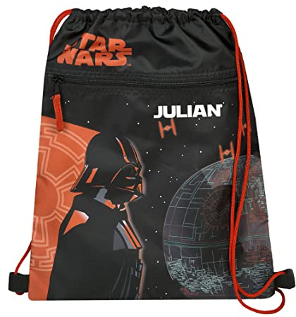 Undercover Turnbeutel Junge mit Name | Personalisierter Schuhbeutel StarWars Darth Vader | Sportbeutel zum Zuziehen Kinder-Rucksack | inkl. Wunschaufdruck