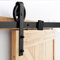 Joparri Kit d'accessoires pour porte coulissante - Avec roulettes et rail pour porte coulissante - En acier au carbone - Noir - 200 cm - Grandes roues