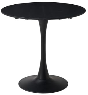 EGOONM Moderner Runder Esstisch mit Sockel, Mid-Century Freizeittisch für Küche, Esszimmer & Wohnzimmer (80 * 80 * 75cm, Schwarz)