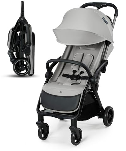 Kinderkraft APINO Pushchair, Reclining Buggy, Sports Pushchair, Lightweight, Gray