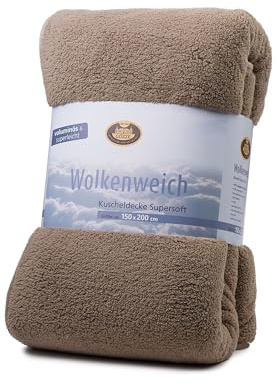 Gözze - Wolkenweich Kuscheldecke, Schaffellimitat, 100% Polyester (Mikrofaser), 150 x 200 cm - Stein