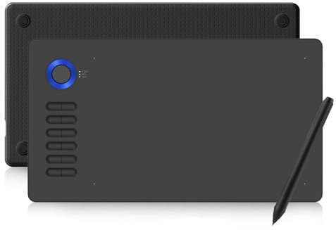 Tablette de dessin graphique numérique, 12 boutons, prise en charge Android Mac OS et Windows, avec tablette d'écriture électronique à stylet 8192 niveaux pour ordinateur portable,Blue