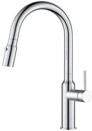 Rubinetto for lavello da cucina ad arco alto, rubinetto da cucina monoforo con spruzzatore a scomparsa, rubinetto monocomando for lavello da cucina, miscelatore esterno for acqua calda e fredda con ae